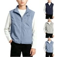 thumbnail image 1 of Hduncf Children's Sleeveless Zipper Pocket Vests Lightweight Stand Collared Outdoor Casual Travel Outwear Jacket for Kids Blue 5-6 Years, 1 of 8