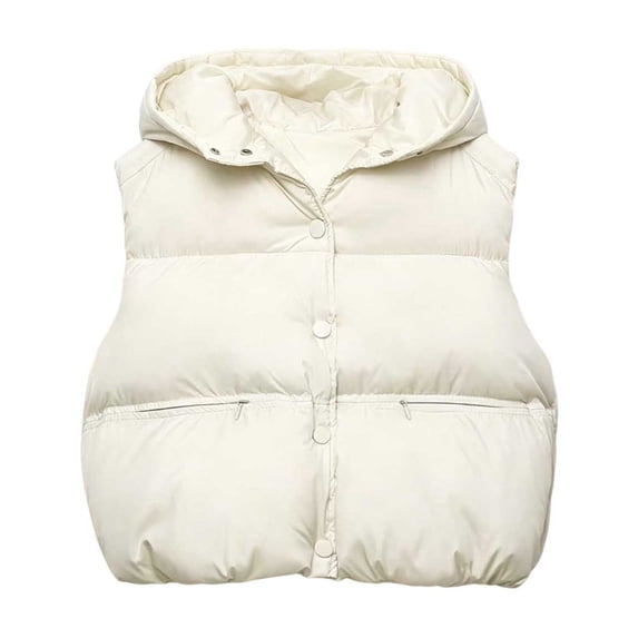 Hduncf Children's Winter Warm Padded Crop Waistcoat Casual Outwear Coat Lightweight Sleeveless Puffer Vest for Kids Beige 3-4 Years