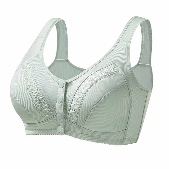 Hduncf Daisy Bras for Older Women Front Closure Bra Full Coverage Comfortable Bras No Underwire Breathable Plus Size Bra Green 46