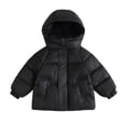 thumbnail image 1 of Hduncf Girl’s Cropped Puffer Jackets, Warm Winter Jacket with Hood, Zipped Pockets, Solid Color Long Sleeves Quilted Coat Black 7-8 Years, 1 of 6