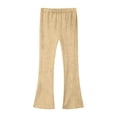 thumbnail image 1 of Hduncf Girl's Flare Pants Kids Elastic Waist Ribbed Knit Bell Bottom Pants Comfortable Lightweight Yoga Pants Beige 5-6 Years, 1 of 6