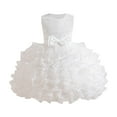 thumbnail image 1 of Hduncf Girls' Bow Sleeveless Tulle Princess Dress Pure Color Elegant Cake Dress Embroidered Heart Lace Wedding Birthday Party Dress White 7 Years, 1 of 9