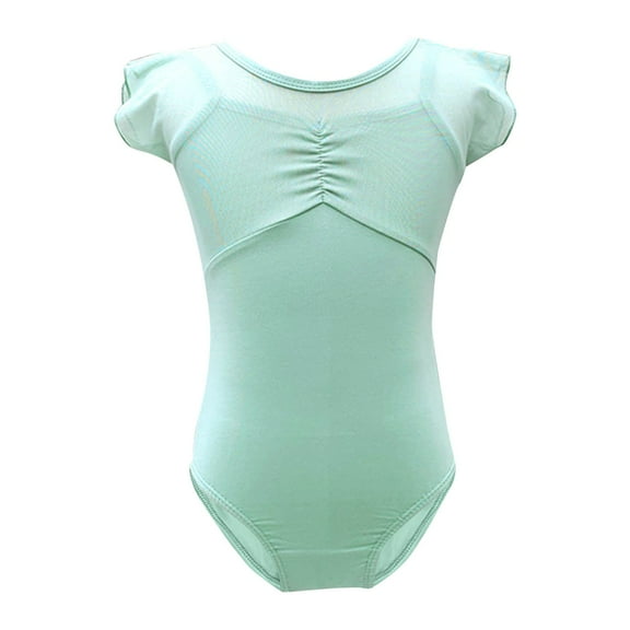 Hduncf Girls Gymnastics Leotards Crisscross Back - Kids Puff Sleeve Ballet Dance Fancy Crossover Leotard Green 2 Years