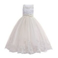 thumbnail image 1 of Hduncf Girls Tulle Dress Sleeveless Round Neck Elegant Embroidered Beaded Bow Back Princess Gown Birthday Party Gala Wedding Dress Yellow 12 Years, 1 of 8