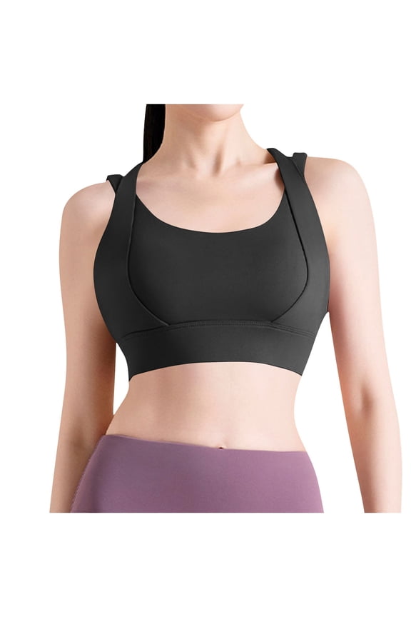 High Impact Sports Bras for Women,Racerback Running Bra Workout Crop Tank Tops Push Up Longline Sports Bra Black M