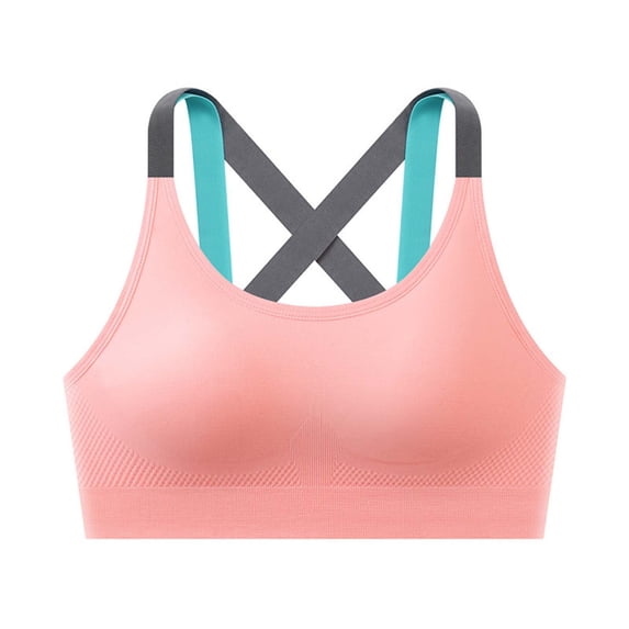 Hduncf High Impact Sports Bras for Women Wireless Racerback High Support Bra Breathable Workout Running Athletic Bras Pink Free Size