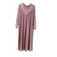 thumbnail image 1 of Hduncf House Dress for Women Soft Smocked Nightdress Short Sleeve Crewneck Nightshirt Loose Plain Long Lounge Nightgown Purple L, 1 of 5