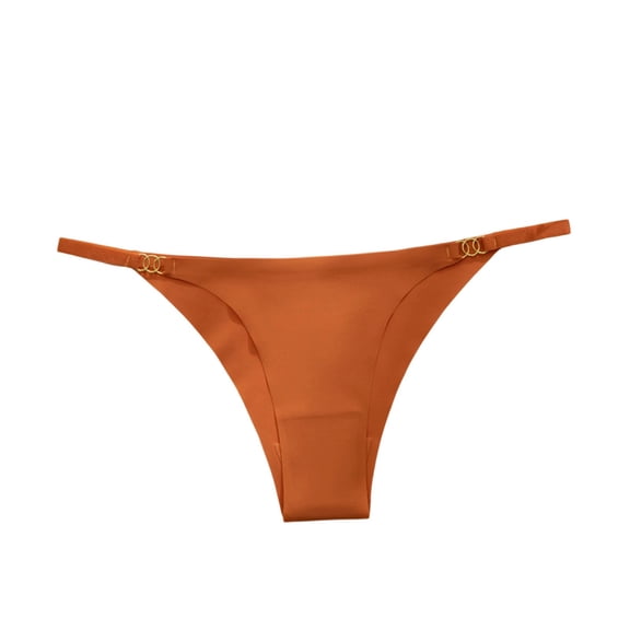 Hduncf Ice-silk Seamless Thongs for Women No Show G-string Underwear Low Rise Stretch T Back Underpanties Orange L