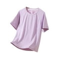 thumbnail image 1 of Hduncf Kids Athletic Short Sleeve Tee Solid Color Breathable Sports Shirt Loose Fit Round Neck Moisture-Wicking Gym Workout Tops Purple 3 Years, 1 of 6