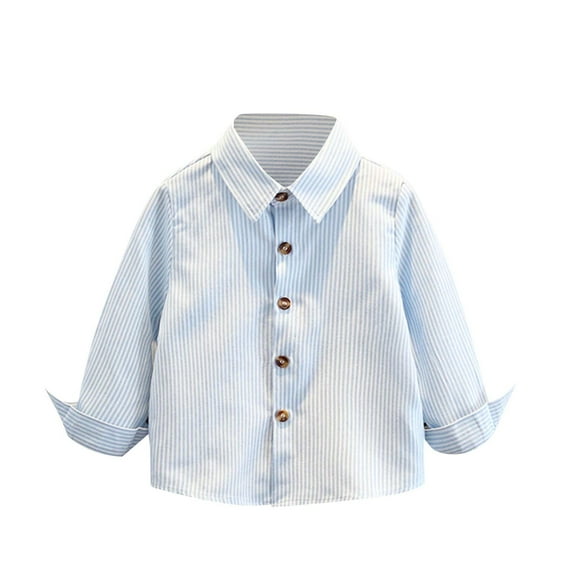 Hduncf Kids Stripe Shirt Jacket 2-11 Years Spring Fall Outwear Long Sleeve Button-Up Collar Top Pockets Boys Girls Daily Wear Blue 130