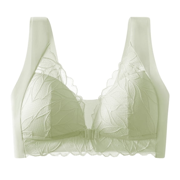 Hduncf Lace Bra for Women Comfort Breathable No Underwire Wide Strap Support Full Coverage Everyday Bras Green XXL