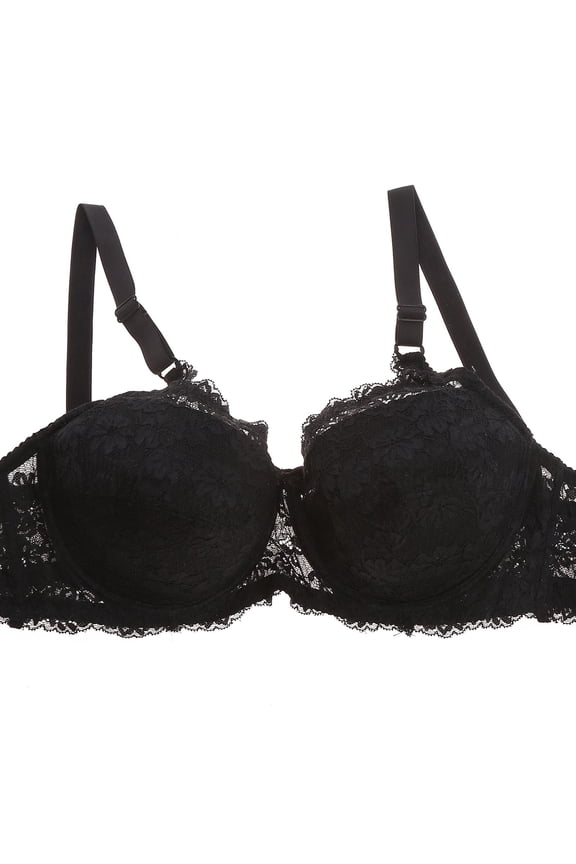 Lace Plus Size Underwire Seamless Bra Adjustable Support Comfort Fit Breathable Mesh for Everyday Wear Fashion Black 100C