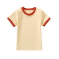 thumbnail image 1 of Hduncf Little Girls Boys Short Sleeve T-Shirt Cotton Solid Base Tees for Toddlers Round Neck Comfort Tops Shirts Beige 5 Years, 1 of 3