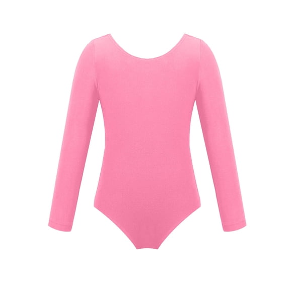 Hduncf Long Sleeve Ballet Leotards for Girls Basics Dance Leotard Gymnastics Ballet Outfits (Toddler/Little Kid/Big kid) Pink 5 Years