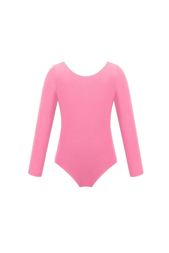 Long Sleeve Ballet Leotards for Girls Basics Dance Leotard Gymnastics Ballet Outfits (Toddler/Little Kid/Big kid) Pink 7 Years