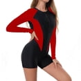 thumbnail image 1 of Hduncf Long Sleeve Rash Guard Swimsuits for Women UPF 50+ One Piece Surfing Bathing Suits Front Zipper Swimwear Red XL, 1 of 5
