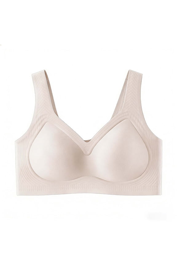 (M-5XL) Plus Size Bras for Women No Underwire Wireless Seamless Push Up Bra Comfort Support Full Coverage Bralettes Beige XXXL