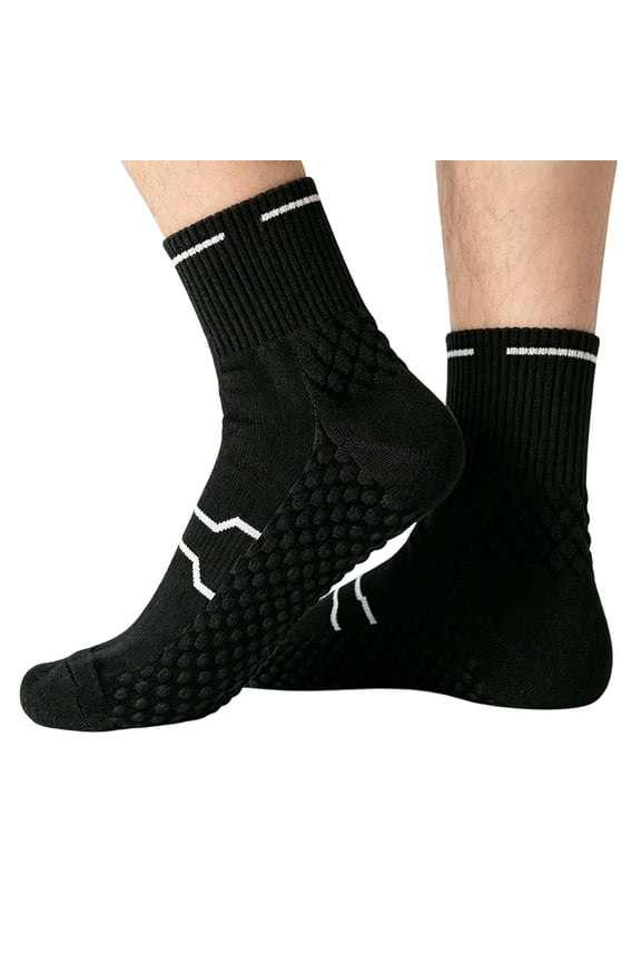 Men's Mid-Calf Socks Athletic Running Socks, Cushioned Arch Support Performance Socks, Breathable Wicking, 4 Pairs Multicolor Free Size