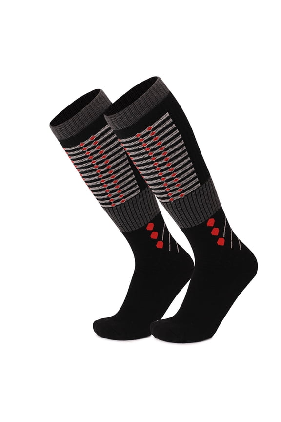 Men's Woolen Winter Ski Socks Knee High Arch Support Hiking Socks Performance Training Socks Black M