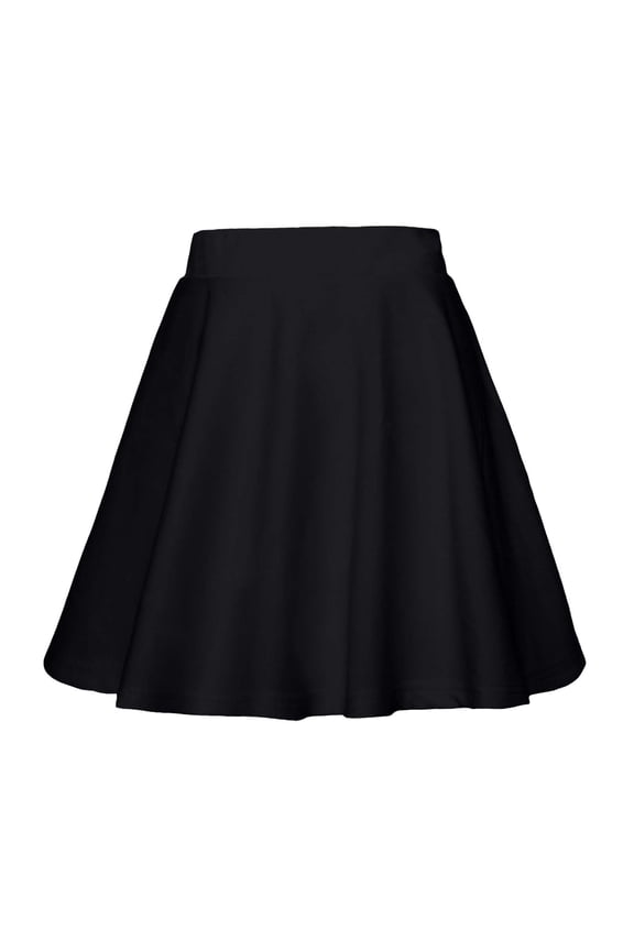 Mini Skirts for Women Basic Pleated Flowy High Waisted A-Line Solid Color Casual Short Skirt Black L