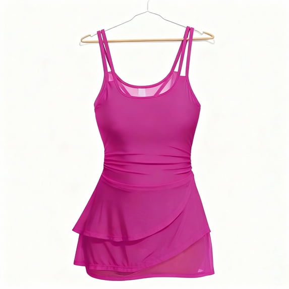 Hduncf One Piece Swimdress Swimsuits for Women Tummy Control Fashion Swim Dresses Skirt Bathing Suit Pink XL
