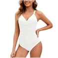thumbnail image 1 of Hduncf One Piece Swimsuit Women Ruched Twist Front Padded Modest Full Coverage Swim Bathing Suit Swimwear Swimsuits White L, 1 of 6