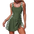 thumbnail image 1 of Hduncf One Piece Swimsuit Women Tummy Control Cheeky Scoop Neck Swim Dress Flowy Tie Knot Bathing Suit Skirt Swimwear Green XL, 1 of 7