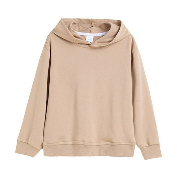 Hduncf Pullover Hoodies for Boys Girls Oversized Fall Sweatshirts Kids Fashion Solid Color Cotton Hooded Sweatshirt Khaki 3-4 Years