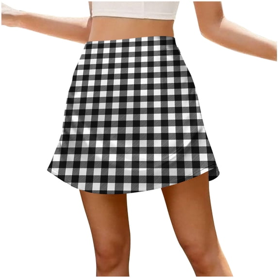 Hduncf (S-5XL) Plus Size Skorts for Woman High Waisted Skirt Fashion Printed Zipper Versatile Athletic Golf Skort Workout Sport Summer Skirt Black XXXL