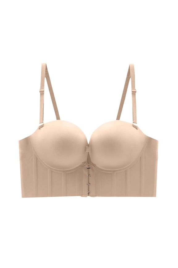 Spaghetti Strap Bralette for Women Push Up Padded Underwire Bras Backless Convertible Bras Fashion Spring And Summer Everyday Bras Yellow 32