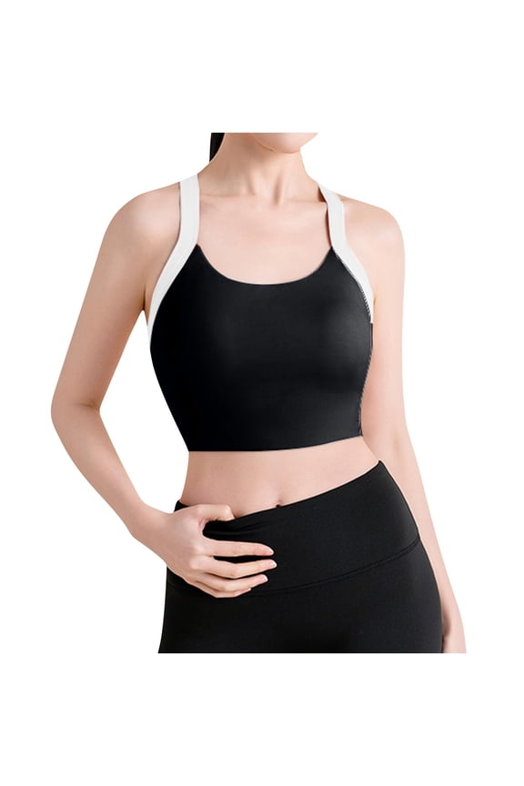 Sports Bra for Women, Workout Bras With Breast Pads Medium Support Yoga Bra Smoothing Push Up Seamless Bralette Black XXL