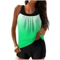 thumbnail image 1 of Hduncf Tankini Swimsuits for Women Fashion Printed Two Piece Tummy Control Bathing Suits Blouson Swim Tank Top with Shorts Green S, 1 of 5