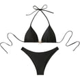thumbnail image 1 of Hduncf Thong Bikini Set Women Cheeky Triangle Bikini Swimsuits Bathing Suit String Tops Mid-Rise Bottom Bathing Suit Black M, 1 of 6