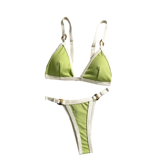 Hduncf Thong Bikini Sets for Women 2 Piece Bikinis Swimsuit With Bra Pads Adjustable Triangle Bathing Suit Green M