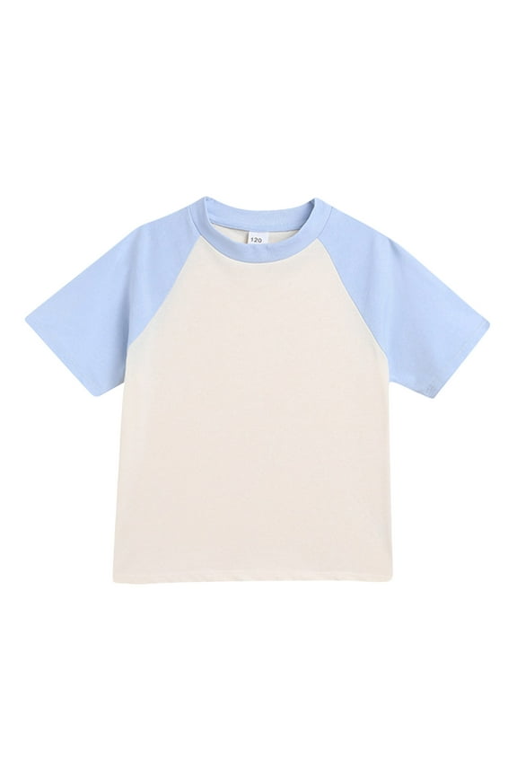 Toddler Baby Girls Boys Short Sleeve Shirts Raglan Shirt Baseball Tee Cotton Round Neck Color Blocking T-Shirt Top Blue#1 3 Years