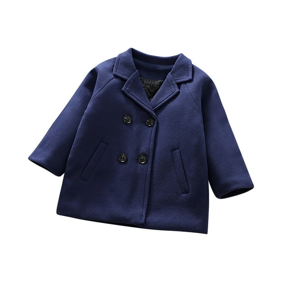 Hduncf Toddler Boy Double Breasted Dress Coat Classic Fit Wool Blend Warm Peacoat for Kids Button Down Trench Coats Red 4-5 Years