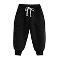 thumbnail image 1 of Hduncf Toddler Boys Girls Fleece Lined Sweatpants Elastic Waist Drawstring Jogger Pants Thicken Winter Warm Thermal Trousers Black 1 Years, 1 of 5