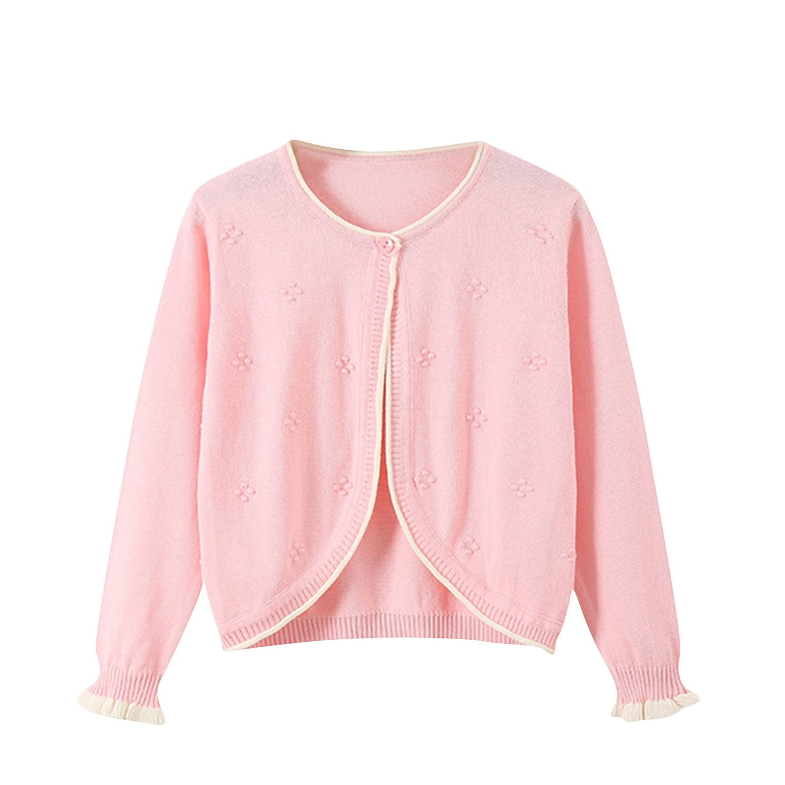 Lilax Cardigan Manica Lunga Per Neonata E Bambina – Modello Shrug Con Chiusura A Bottone – Colore Rosa (Taglia 18 Mesi) - 4