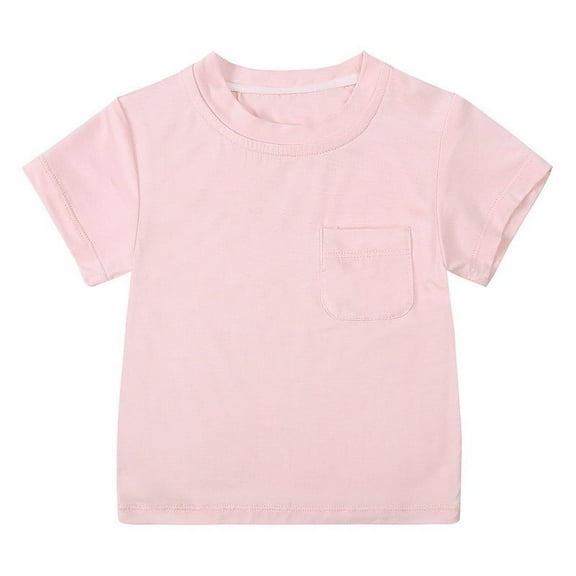 Hduncf Toddler T-Shirt Boy & Girl Kids Cotton Solid Basic Tee Lightweight Summer Short Sleeve Crewneck Tops Baby Tshirt Pink 3 Months