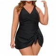 thumbnail image 1 of Hduncf Women Plus Size Swim Dress Swimsuit With Chest Pad One Piece Tummy Control Bathing Suits Beach Vacation Swim Suits Black XXXXXL, 1 of 9