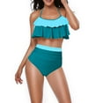 thumbnail image 1 of Hduncf Women Two Piece Swimsuits High Waisted Bikini Ruffle Tummy Control Bottoms Halter Bathing Suits Blue M, 1 of 6