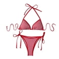 thumbnail image 1 of Hduncf Women's 2 Piece Plaid Gingham Swimsuit Halter String Triangle Bikini Sets Side Tie Cheeky Bathing Suits Red L, 1 of 9