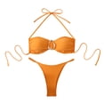 thumbnail image 1 of Hduncf Women's 2 Piece Swimsuit Tie String Thong Bikini Set Ring Linked Bathing Suits Cheeky Summer Beach Vacation Outfits Orange S, 1 of 3
