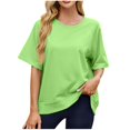 thumbnail image 1 of Hduncf Women's Casual Loose T Shirts Oversized Tees Summer Short Sleeve Crew Neck Tunic Tops Basic Tee Shirt Green XXL, 1 of 9