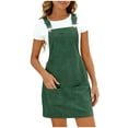 thumbnail image 1 of Hduncf Women's Corduroy Jumper Cute Comfortable Mini Dress Overall Skirt Fashion Multi-Pockets Adjustable Straps Jumpers Green L, 1 of 9