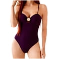 thumbnail image 1 of Hduncf Women's Fashion One Piece Swimsuit Spaghetti Strap Tummy Control Bathing Suit Padded Slimming Swimwear Purple L, 1 of 6