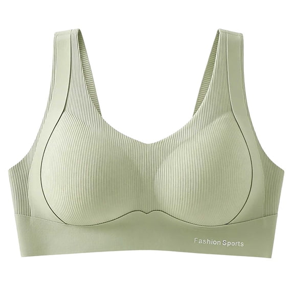 Hduncf Women's Fashion Seamless Wireless Push Up Bras with Support and Lift No Underwire Full Coverage Everyday Bra Green M
