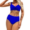 thumbnail image 1 of Hduncf Women's High Waisted Bikini Sets, Tummy Control 2 Piece Swimsuits, Full Coverage Knot Front Bathing Suit Blue XXL, 1 of 7