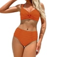 thumbnail image 1 of Hduncf Women's High Waisted Bikini Sets, Tummy Control 2 Piece Swimsuits, Full Coverage Knot Front Bathing Suit Orange XXL, 1 of 7