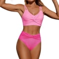 thumbnail image 1 of Hduncf Women's High Waisted Bikini Sets, Tummy Control 2 Piece Swimsuits, Full Coverage Knot Front Bathing Suit Pink S, 1 of 8